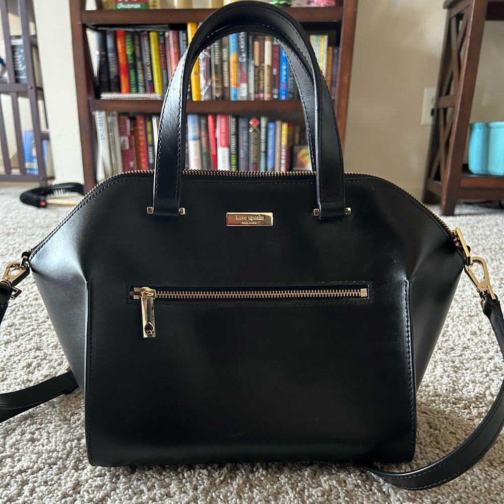 Kate Spade Black Satchel with Gold Accents